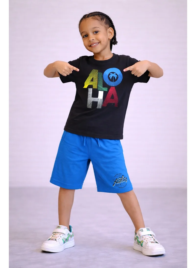 victor and jane Boys’ 2-Piece Set – “Aloha” Graphic T-Shirt & Shorts
